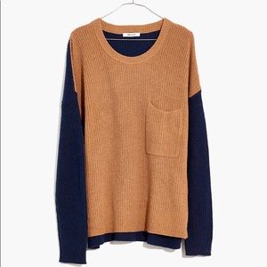 Madewell XL Knit Sweater Colorblock pocket pullover ribbed pocket soft comfy